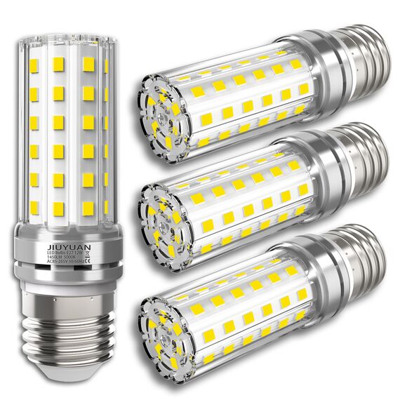 JIUYUAN E27 LED Lampe 12W, entspricht zu 100W Halogen, 5000K Tageslichtweiß, 1450LM E27 LED Mais Glühbirne, nicht dimmbar, 4er Set