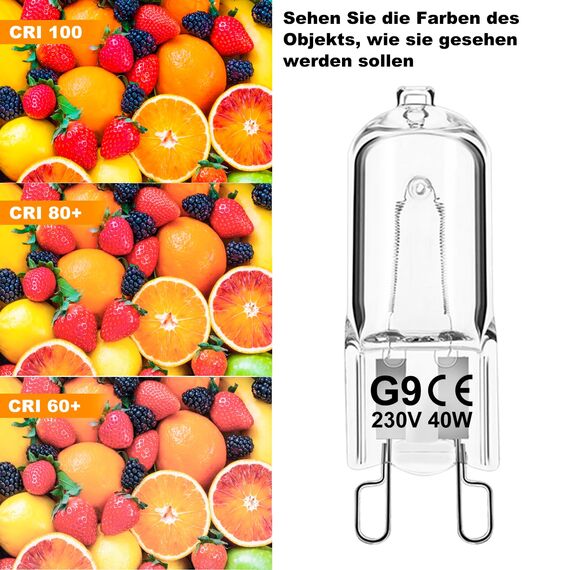Jaenmsa G9 Halogen Leuchtmittel 12 Stück, G9 40W 230V Dimmbar Halogenlampen, Nicht Flimmern Kapsel Glühbirnen, Warmweiß Lampen 2700K für Backofenlampe, Deckenleuchten, Leuchter