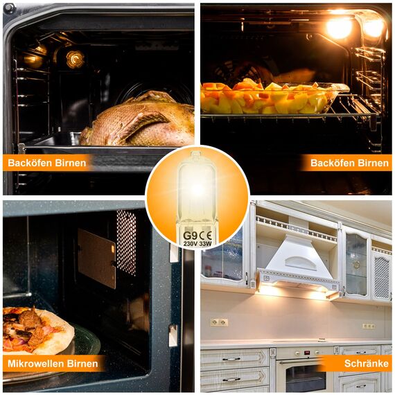 Jaenmsa G9 Halogen Leuchtmittel 12 Stück, G9 33W 230V Dimmbar Halogenlampen, Nicht Flimmern Kapsel Glühbirnen, Warmweiß Lampen 2700K für Backofenlampe, Deckenleuchten, Leuchter