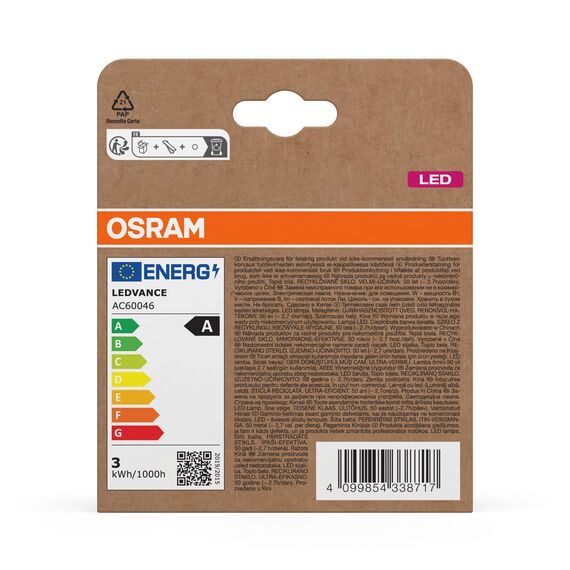 OSRAM Hocheffiziente LED Lampen mit Energieeffizienz Klasse A, Vorteilspack mit 30 Leuchtmittel, ersetzt herkömmliche 40W Glühbirnen, Kerzenform, warmweiß(2700K), E14, Filament Glas