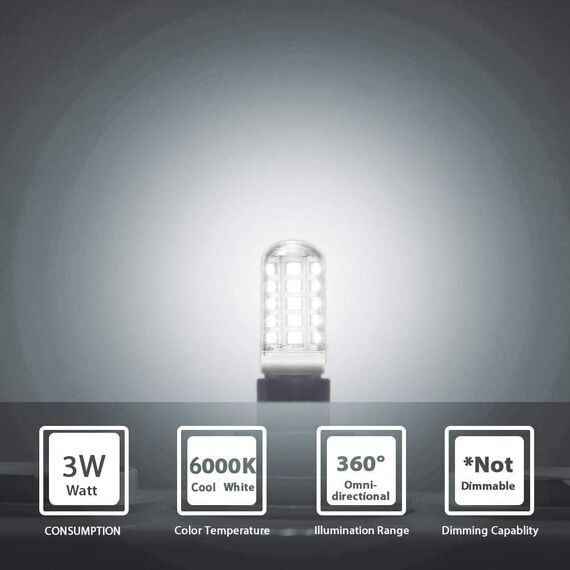 Eco.Luma G9 LED Lampen Kaltweiß 6000K, LED Leuchtmittel 3W Entspricht 40W-50W Halogenlampe, G9 Glühbirne 500 Lumen, Nicht Dimmbar, Kein Flackern, Enegiesparende Kleine Birne, 5er Pack