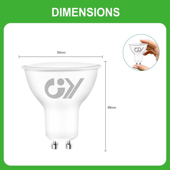 GY GU10 LED Kaltweiss Lampe 6.5W 6500K 1025 Lumen Kaltweiß Leuchtmittel, LED GU10 Energiesparlampe 100W lampe ersetzt, Nicht Dimmbar Birnen,10 stück