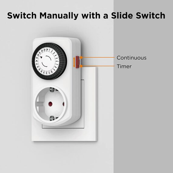 Mechanische Zeitschaltuhr Steckdose, G-Homa 2er Set 24-Stunden-Programm Analoge Zeitschalt-Steckdose für Innenbereich, Täglicher EIN-/Aus-Zyklus, für Lichter, Lampen, 30 min Schaltintervall Timer