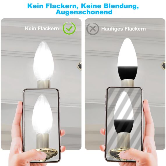 BRIMAX LED Dimmbare Kerzen Glühbirnen, 5000K Kaltweiss, E14 Fassung, 4W ersetzt 40 Watt, 400 Lumen, AC220-240V, Glas Klar Edison Fadenlampe C35 für Kronleuchter Arbeiten Studieren 5 Stück