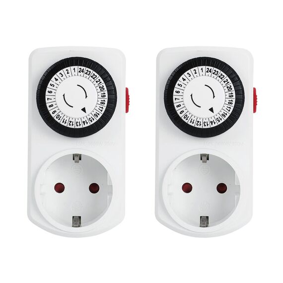 Mechanische Zeitschaltuhr Steckdose, G-Homa 2er Set 24-Stunden-Programm Analoge Zeitschalt-Steckdose für Innenbereich, Täglicher EIN-/Aus-Zyklus, für Lichter, Lampen, 30 min Schaltintervall Timer