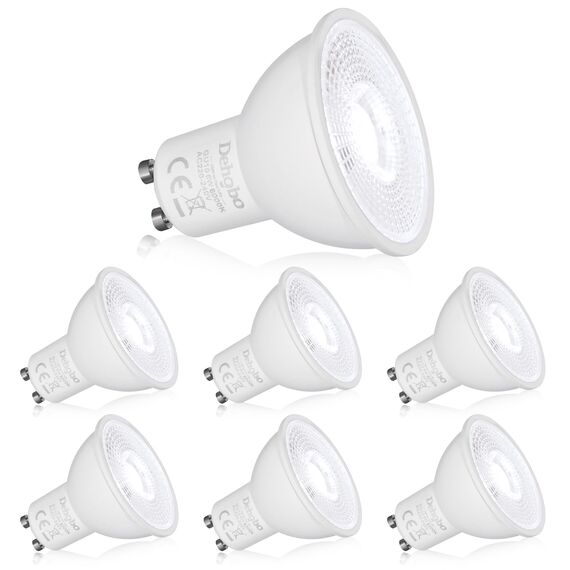 Dehobo GU10 LED Kaltweiß Glühbirne, LED Lampen Licht Spot Kaltweiß Lampe 6W 6000K 480 Lumen Ersetzt 60W Halogen Leuchtmittel, 120° Abstrahlwinkel Spotlight, Nicht Dimmbar Led, 6 Stück