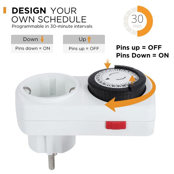 Mechanische Zeitschaltuhr Steckdose, G-Homa 4er Set 24-Stunden-Programm Analoge Zeitschalt-Steckdose für Innenbereich, Täglicher EIN-/Aus-Zyklus, für Lichter, Lampen, 30 min Schaltintervall