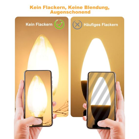 BRIMAX LED 10 Stück Dimmbare Kerzen Glühbirnen, E14 Fassung, 2700K Warmweiss, 4W ersetzt 40 Watt, 400 Lumen, AC220-240V, Glas Klar Edison Fadenlampe C35 für Kronleuchter Tischlampen Wandlampen