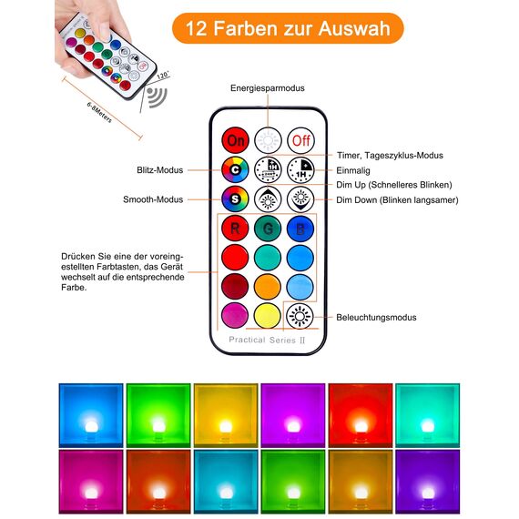 REYLAX Farbige Leuchtmittel LED RGBW Lampe E27 10W, Warmweiß 3000K Dimmbare Edison Glühbirne Lampen Dual Memory 12 Farben LED Birnen, Kabellos Fernbedienung inklusive, für Bar KTV Party Dec