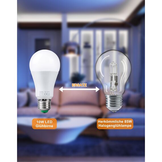 REYLAX Farbige Leuchtmittel LED RGBW Lampe E27 10W, Warmweiß 3000K Dimmbare Edison Glühbirne Lampen Dual Memory 12 Farben LED Birnen, Kabellos Fernbedienung inklusive, für Bar KTV Party Dec