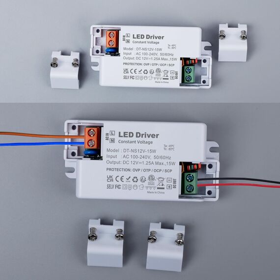 REYLAX LED Transformator 12V 15W, LED Treiber Elektronischer Trafo, 1250mA 230V Auf 12V DC Schalt Niedervolttrafo, Konstantspannungs Netzteil für Lampen, Nicht Dimmbar 75x38x23mm