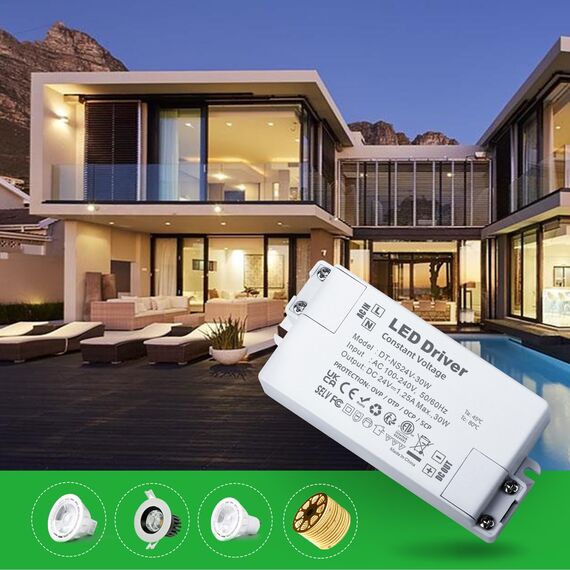 REYLAX LED Trafo 24V 30W, LED Treiber 1.25A Netzteil Trafo 230V auf 24V Transformator AC zu DC Schalt Niedervolttrafo, Konstantspannungs Driver für Led Beleuchtungen, 2er Pack