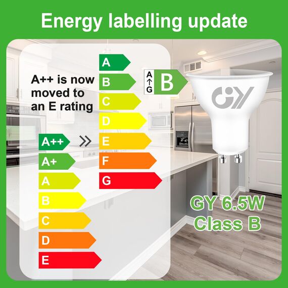 GY GU10 LED Warmweiss Lampe 6.5W 3000K 1025 Lumen Warmweiß Leuchtmittel,LED GU10 Energiesparlampe 100W lampe ersetzt,Nicht Dimmbar Birnen,5 stück [Energieeffizienzklasse B]