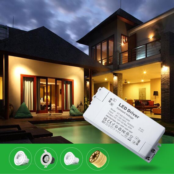 REYLAX LED Transformator 12V 60W, Treiber Elektronischer Trafo, 5A Trafo 230V Auf 12V DC Schalt Niedervolttrafo, Konstantspannungs Netzteil für Lampen Nicht Dimmbar -120x50x30mm