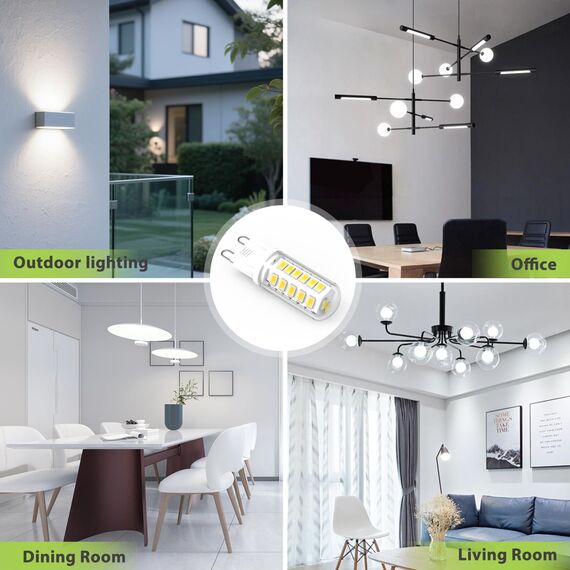 Eco.Luma G9 LED Lampen Kaltweiß 6000K, LED Leuchtmittel 3W Entspricht 40W-50W Halogenlampe, G9 Glühbirne 500 Lumen, Nicht Dimmbar, Kein Flackern, Enegiesparende Kleine Birne, 5er Pack