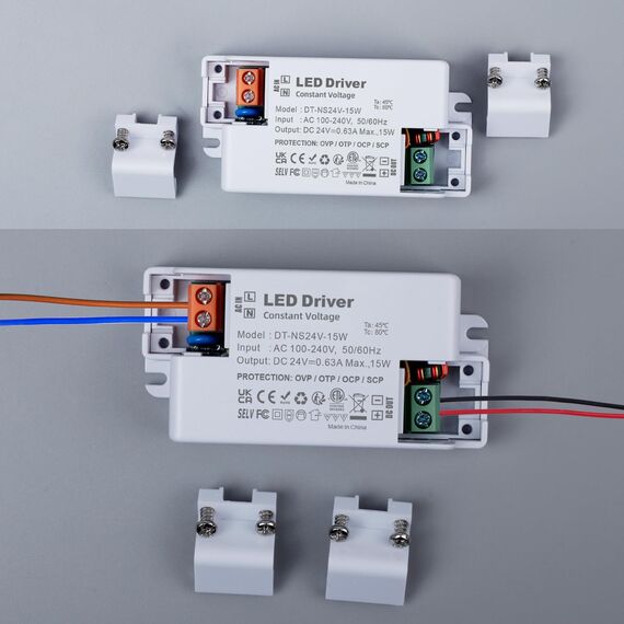 REYLAX LED Trafo 24V 15W, LED Treiber 630mA Netzteil Trafo 230V auf 24V Transformator AC zu DC Schalt Niedervolttrafo, Konstantspannungs Driver für Led Beleuchtungen, 2er Pack