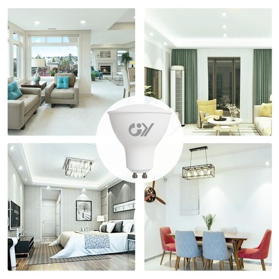 GY GU10 LED Kaltweiss Lampe,10W 6500K 1100 Lumen Kaltweiß Glühbirnen,Ersetzt 100W Leuchtmittel,Abstrahlwinkel 120° Reflektorlampen,Nicht Dimmbar Led Birnen,6 stück(1er Pack) [Energieklasse E]