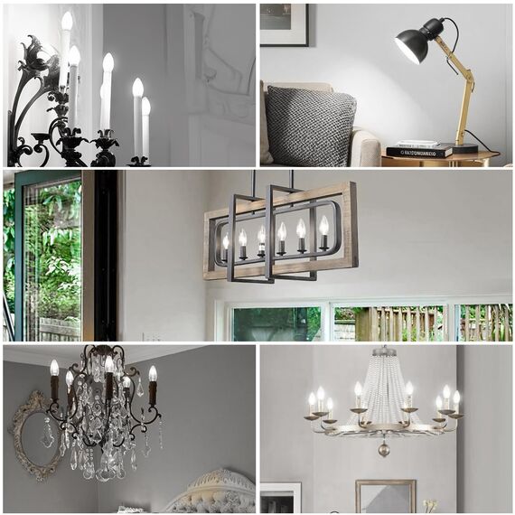 BRIMAX LED Dimmbare Kerzen Glühbirnen, 5000K Kaltweiss, E14 Fassung, 4W ersetzt 40 Watt, 400 Lumen, AC220-240V, Glas Klar Edison Fadenlampe C35 für Kronleuchter Arbeiten Studieren 5 Stück