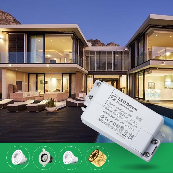 REYLAX LED Trafo 12V 15W, LED Treiber Elektronischer Transformator, 1250mA 230V Auf 12V DC Schalt Niedervolttrafo, Konstantspannungs Netzteil für Led Lampen, Nicht Dimmbar, 2er Pack