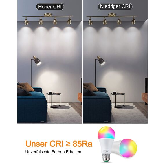 REYLAX Farbige Leuchtmittel LED RGBW Lampe E27 10W, Dimmbare Kaltweiß Edison Glühbirne Lampen Dual Memory 12 Farben LED Birnen, Fernbedienung inklusive, für Wohnzimmer, Partykeller (2-er Pack)