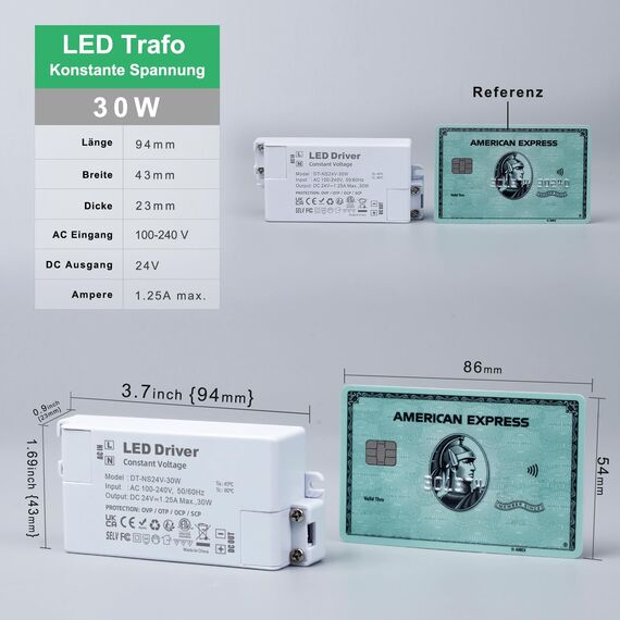 REYLAX LED Trafo 24V 30W, LED Treiber 1.25A Netzteil Trafo 230V auf 24V Transformator AC zu DC Schalt Niedervolttrafo, Konstantspannungs Driver für Led Beleuchtungen, 2er Pack