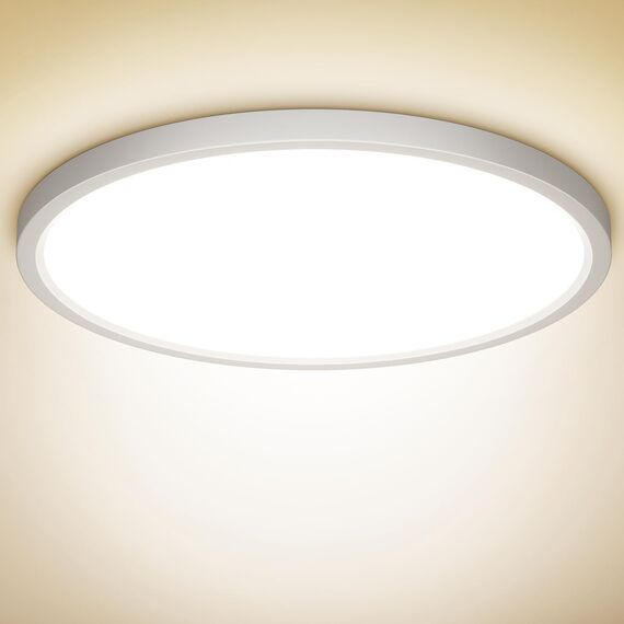 NIBSHOOM LED Deckenleuchte, 24W 2400LM Superschlanke Deckenlampe 4000K IP44 Wasserfest für Wohnzimmer Badezimmer Schlafzimmer Küche Flur Balkon, Rund und Flach Modern Led Lampen Ø300*H24mm, Warmweiß