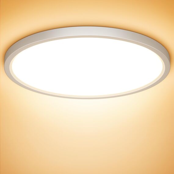 NIBSHOOM LED Deckenleuchte, 24W 2400LM Superschlanke Deckenlampe 3000K IP44 Wasserfest für Wohnzimmer Badezimmer Schlafzimmer Küche Flur Balkon, Rund und Flach Modern Led Lampen Ø300*H24mm, Warmweiß