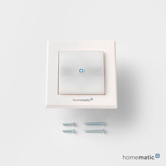 Homematic IP Smart Home Schaltaktor für Markenschalter – mit Signalleuchte, zwei beleuchtete Tasten, steuert Geräte und Leuchten per App, Alexa & Google Assistant, Energie sparen, 152020A0