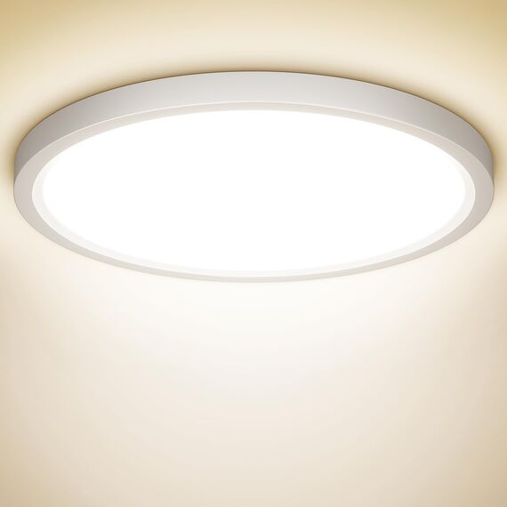 NIBSHOOM LED Deckenleuchte, 18W 1800LM Superschlanke Deckenlampe 4000K IP44 Wasserfest für Wohnzimmer Badezimmer Schlafzimmer Küche Flur Balkon, Rund und Flach Modern Led Lampen Ø220*H24mm, Warmweiß