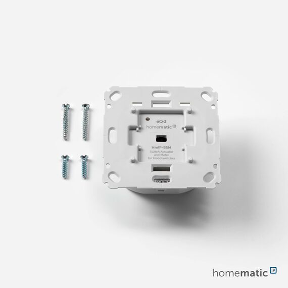 Homematic IP Smart Home Schalt-Mess-Aktor für Markenschalter, Aktor misst Strom, steuert Geräte und Leuchten per App, Alexa & Google Assistant, Energie sparen, 142720A0