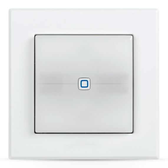 Homematic IP Smart Home Schaltaktor für Markenschalter – mit Signalleuchte, zwei beleuchtete Tasten, steuert Geräte und Leuchten per App, Alexa & Google Assistant, Energie sparen, 152020A0