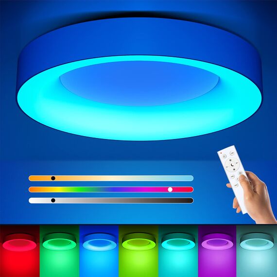 Matane LED Deckenleuchte RGB Farbwechsel, Deckenlampe Dimmbar mit Fernbedienung, 24W Lampen 3000K-6500K für Jugendzimmer Wohnzimmer Schlafzimmer Kinderzimmer Badezimmer Küche Rund 28cm