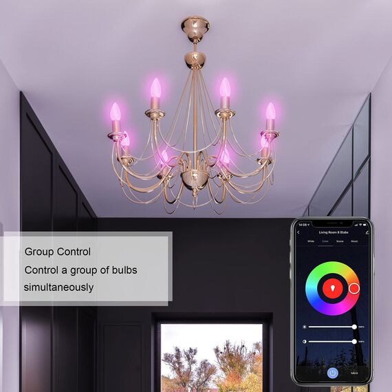 ANTELA Alexa Glühbirne E14 LED Lampen Smart WLAN Dimmbar Birne RGB 16 Millionen Farben 2700-6500K, Fernbedienung, Sprachsteuerung, Kompatibel mit Google Home, Kein Hub Erforderlich, 2 PCs