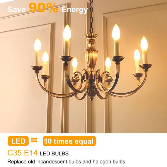 BRIMAX LED Dimmbare Kerzen Glühbirnen, E14 Fassung, 2700K Warmweiss, 4W ersetzt 40 Watt, 400 Lumen, AC220-240V, Glas Klar Edison Fadenlampe C35 für Kronleuchter Tischlampen Wandlampen 5 Stück