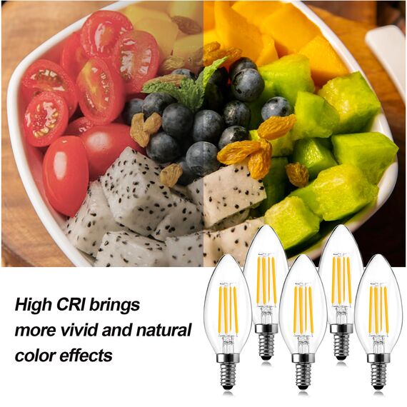 BRIMAX LED Dimmbare Kerzen Glühbirnen, E14 Fassung, 2700K Warmweiss, 4W ersetzt 40 Watt, 400 Lumen, AC220-240V, Glas Klar Edison Fadenlampe C35 für Kronleuchter Tischlampen Wandlampen 5 Stück