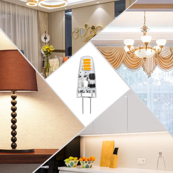 I-SHUNFA G4 LED-Leuchtmittel, 1,2 W, 12 V, 100 lm, Warmweiß 3000 K, Ersatz für 15 W Halogen, flimmerfrei, nicht dimmbar, Stiftsockel