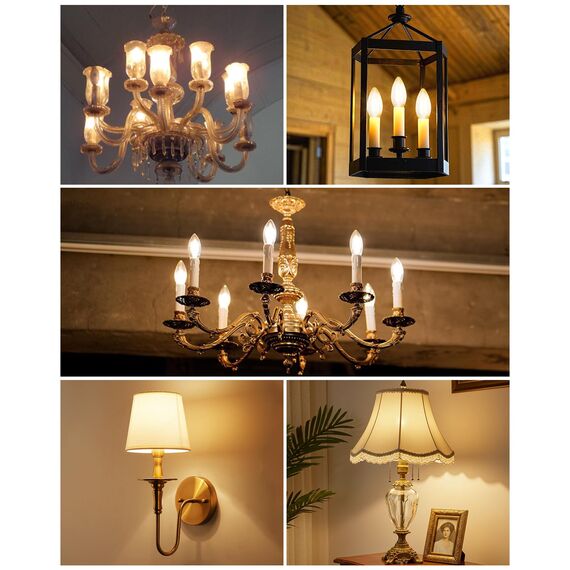 BRIMAX 10 Stück LED Dimmbare 6W Glühbirnen, E14 Fassung, 2700K Warmweiss, 6W ersetzt 60 Watt, 600 Lumen, AC220-240V, Glas Klar Edison Fadenlampe C35 Kerzenform für Kronleuchter Tischlampen Wandlampen