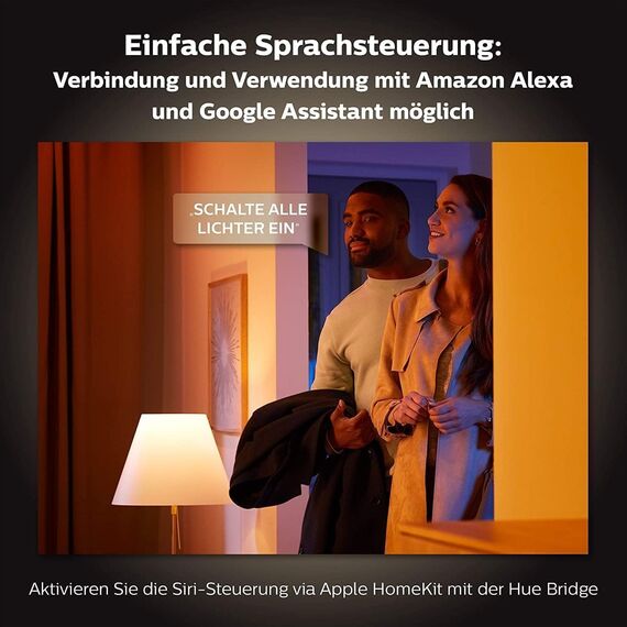 Philips Hue White & Color Ambiance E14 LED Leuchte (470 lm), dimmbare LED Lampe für das Hue Lichtsystem mit 16 Mio. Farben, smarte Lichtsteuerung über Sprache und App