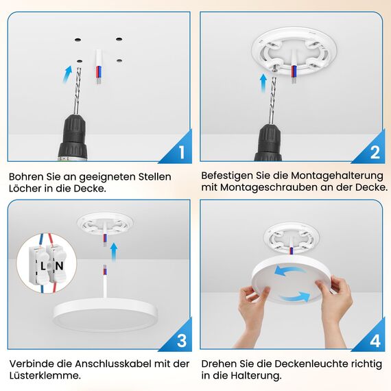 NIBSHOOM LED Deckenleuchte, 18W 1800LM Superschlanke Deckenlampe 6500K IP44 Wasserfest für Wohnzimmer Badezimmer Schlafzimmer Küche Flur Balkon, Rund und Flach Modern Led Lampen Ø220*H24mm, Weiß