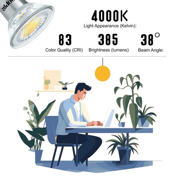 Goopig GU10 LED Lampe 4000K Neutralweiss 3.5W Ersetzt 50W Halogen Glühbirne, 6er-Pack, 385lm AC 230V Leuchtmittel, Flimmerfrei 38° Strahler, Nicht Dimmbar Reflektorlampe, Abstrahlwinkel-360° Birnen