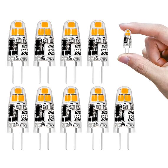 I-SHUNFA G4 LED Lampen,12V AC/DC,G4 LED Leuchtmittel 120LM,Warmweiß 3000K Led Glühbirne G4,1.2W Ersatz für 15W Halogenlampen,Kein Flackern,Nicht Dimmbar,360°Lichtwinkel,10er Pack