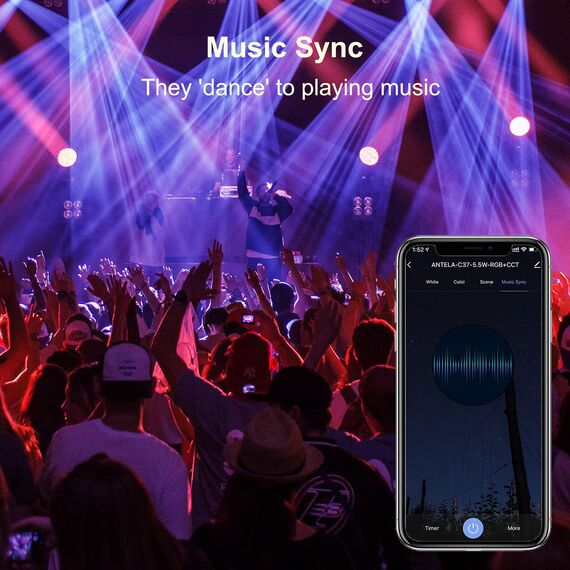 ANTELA Alexa Glühbirne E14 LED Lampen Smart WLAN Dimmbar Birne RGB 16 Millionen Farben 2700-6500K, Fernbedienung, Sprachsteuerung, Kompatibel mit Google Home, Kein Hub Erforderlich, 2 PCs