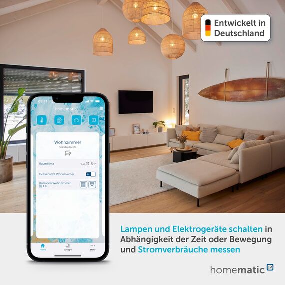 Homematic IP Smart Home Schalt-Mess-Aktor (16 A) – Unterputz, Aktor misst Strom, steuert Geräte und Leuchten per App, Alexa & Google Assistant, Energie sparen, 150239A0