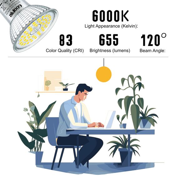 Goopig GU10 LED Dimmbar Lampe 6W Kaltweiss 6000K Ersetzt 65W Glühbirne, 6er-Pack, 655lm AC 230V Leuchtmittel, Flimmerfrei Strahler, Reflektorlampe, Abstrahlwinkel-120° Birnen