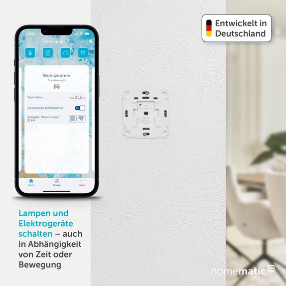 Homematic IP Smart Home Schaltaktor für Markenschalter – 2-fach, zwei Leuchten smart schalten, Energie sparen, 156757A0