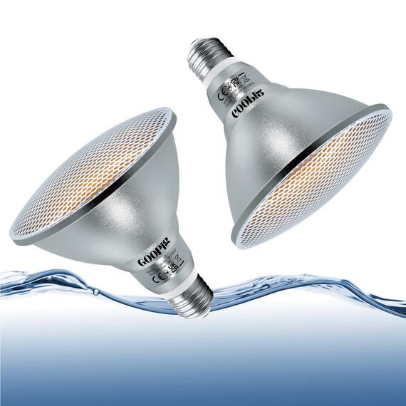 Goopig E27 PAR38 LED Lampe Nicht Dimmbar, 18W Warmweiß 2700K Ersetzt 120W Halogen Glühlampe, 2er-Pack, 2000lm AC 230V Leuchtmittel, Flimmerfrei Strahler, Reflektorlampe IP65 Abstrahlwinkel-60° Birnen