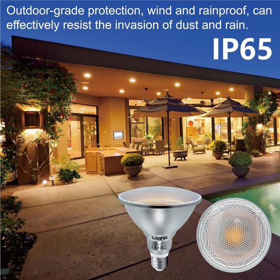 Goopig E27 PAR38 LED Lampe Nicht Dimmbar, 18W Warmweiß 2700K Ersetzt 120W Halogen Glühlampe, 2er-Pack, 2000lm AC 230V Leuchtmittel, Flimmerfrei Strahler, Reflektorlampe IP65 Abstrahlwinkel-60° Birnen