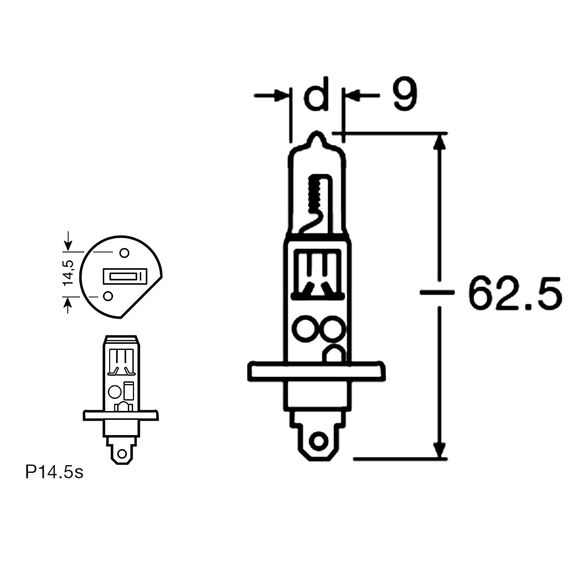LIGHTWORLD24 Auto Lampe H1 Motorrad Birne Halogen Scheinwerferlampe Abblendlicht Glühbirne P14.5s Sockel 12V 55 Watt Xenon Optik 2 Stück