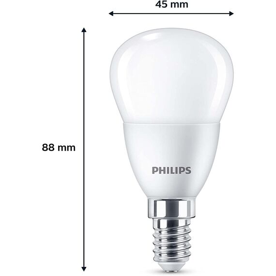 Philips LED Tropfenlampe ersetzt 40W, E14, warmweißes Licht (2700 Kelvin), 470 Lumen, matt, 3er Pack, Warmweiß