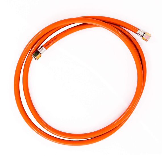 Gasschlauch 200 cm, 1/4" links, Winterfest und flexibel, Orange - ideal für Gasgrills, Heizstrahler, Hockerkocher, Gaskocher, Lampen, uvm.